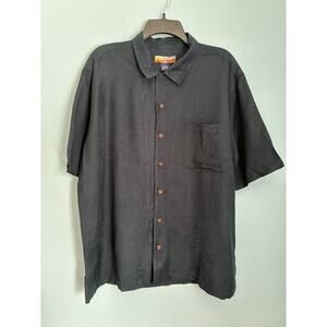 Havana Jack's Cafe Men's Short Sleeve Shirt XL Silk Navy